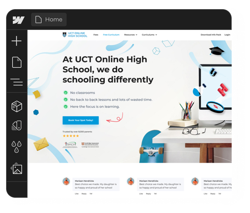 An image of the Webflow dashboard